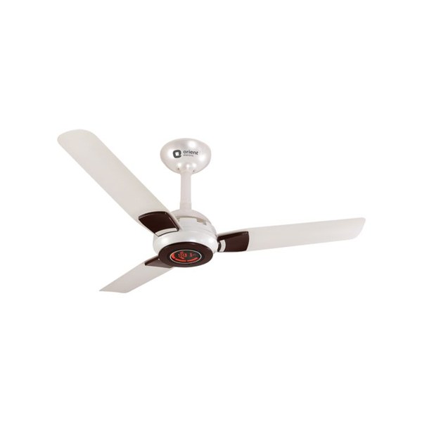 white and brown ceiling fan