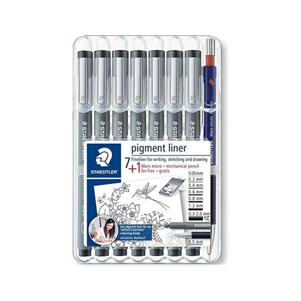 9 x Staedtler Pigment Liner Fineliners Drawing Pens - Full Range 0.05mm to  0.8mm