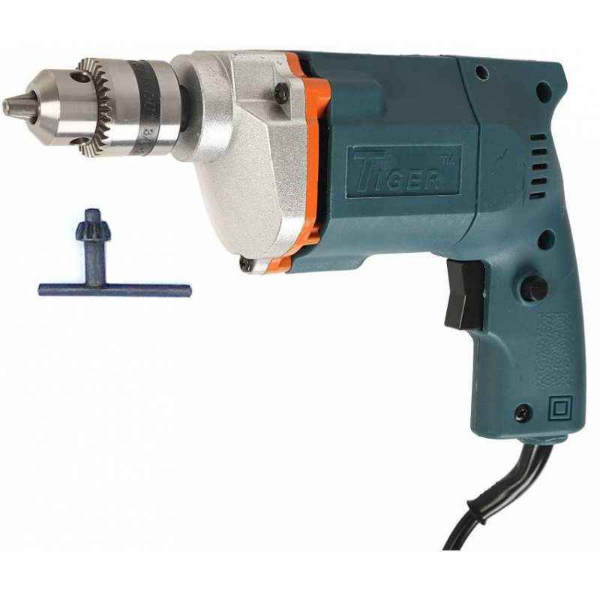 Tiger TGP10 Drill - 10 mm Powerful Heavy Copper Winding Electric Drill Machine - It is a compact yet powerful device. It can be used for professional use or simple fixing at home. It has a ball bearing at chuck to bear the higher load. It comes with a higher dynamic load rating. This pistol grip drill is suitable for working even in the tight spaces and overhead areas. It is easy to operate and carry the device. It is used for day to day applications. It has an ergonomically designed soft-grip handle. It comes handy while travelling and is a very useful tool.