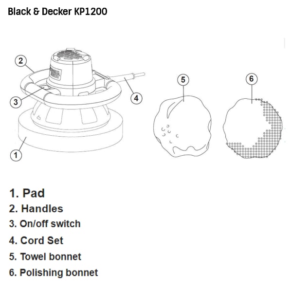 Black Decker KP1200 Random Orbital Car polisher 10inch 120w