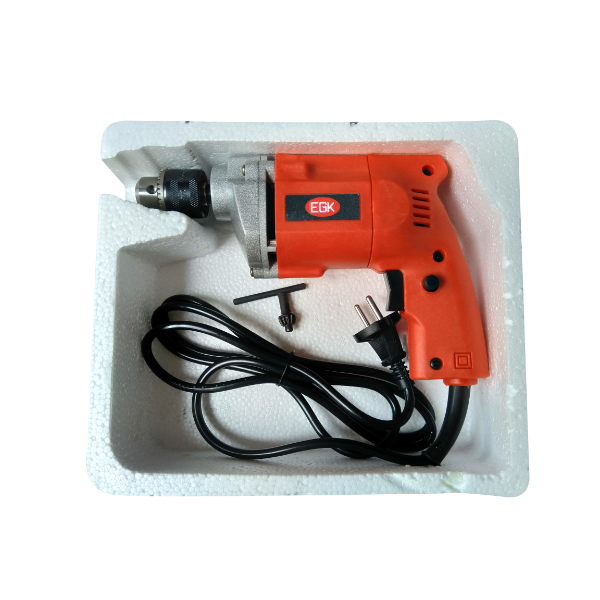 EGK EGK82009 - 10 mm, 300 W, 2600 RPM Electric Drill Machine - EGK Electric drill is a powerful machine that works on a robust and powerful motor. Due to its compact size, it can be used even in congested areas and tight spaces. The 300 W electric drill machine can be used for both industrial and domestic use. It can be used for drilling materials like wood, iron, concrete and stainless steel. The device is easy to operate and carry. Some of its typical applications include drilling to create a thick wall, making small holes in walls, etc. It has a metal finish of durable quality. It is light in weight and environment friendly. The 10 mm drill machine has a comfortable side handle, and it comes in a sturdy aluminium gearbox.
