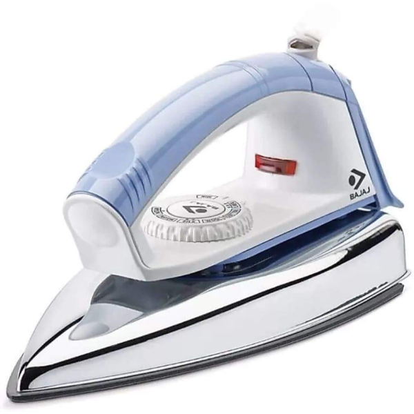 Bajaj New Popular - 750 W, White Light Weight Dry Iron – This iron comes with non-stick coated sole plate which is flat and well finished. It is equipped with a thermal fuse that breaks the electric circuit and avoids unwanted accidents. Bajaj New Popular comes with built-in temperature control to allow the user to change the temperature as per the cloth material. As it is light in weight, it is easy to carry while travelling and makes the ironing process easy for your hands. The white dry iron is less complicated than stem iron and also economical as they consume less power. Its unique features include sleek tip and indicator light
