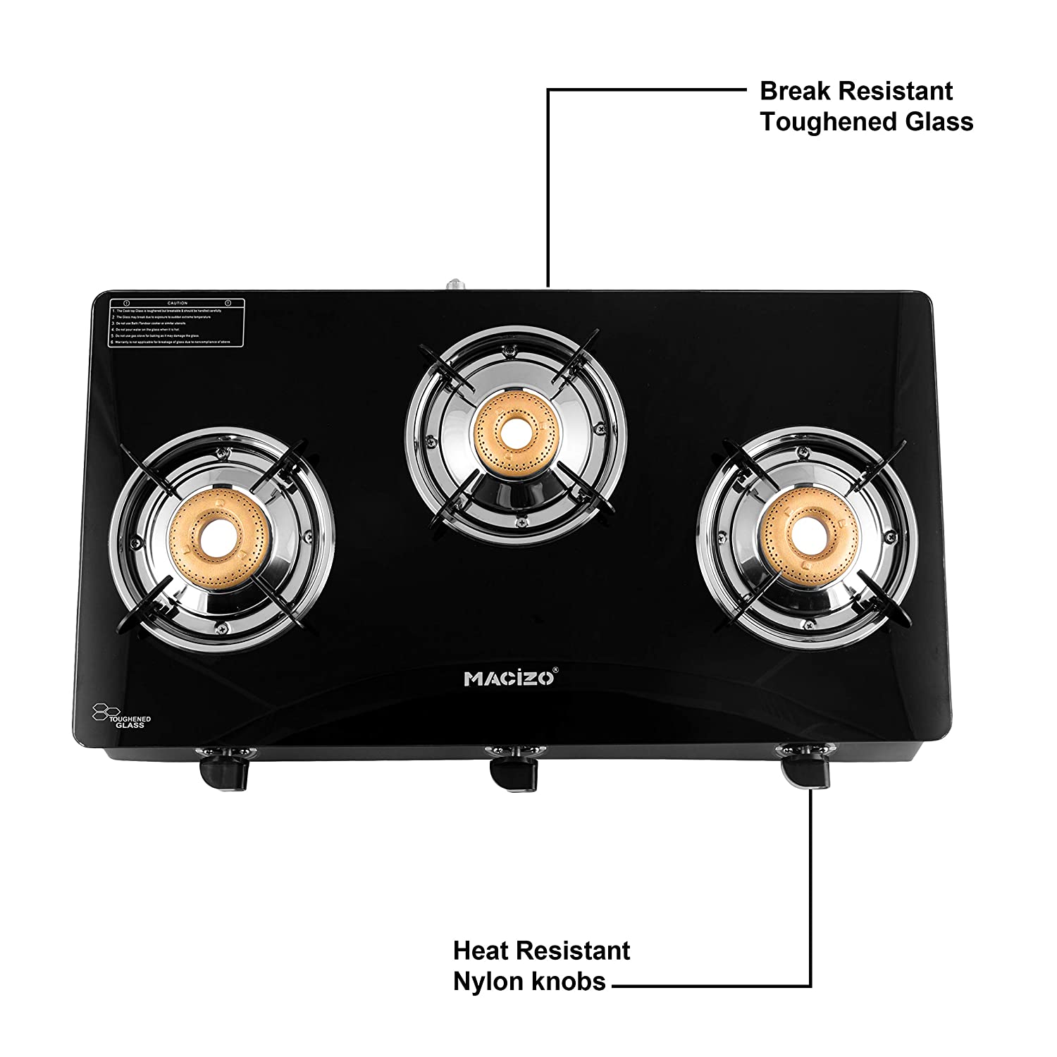 Buy Macizo Edge Plus 3 Burners Glass Top Gas Stove Online at Best