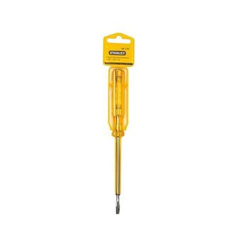 Stanley 66-120 is a quality device from the house of Stanley mainly used for various testing applications. The Screwdrivers is highly recommended for optimum use in industrial and domestic purposes. The ergonomic designed and LED display system of the Hand Tools to provide rapid indication voltage testing. These Testers are equipped with advanced 12V to 220V AC / DC live object direct detection mechanism. Stanley Spark, Detecting Linesman Tester, gives economic benefit for the user as the tool is battery dispensed. The device comes in a transparent material handle that helps in better visibility for lighting. The unique hexagonal shape of the machine enables firm and comfortable grip. The unconventional shape plastic cap design ensures a better position of the screwdriver and the line for maximum torque.